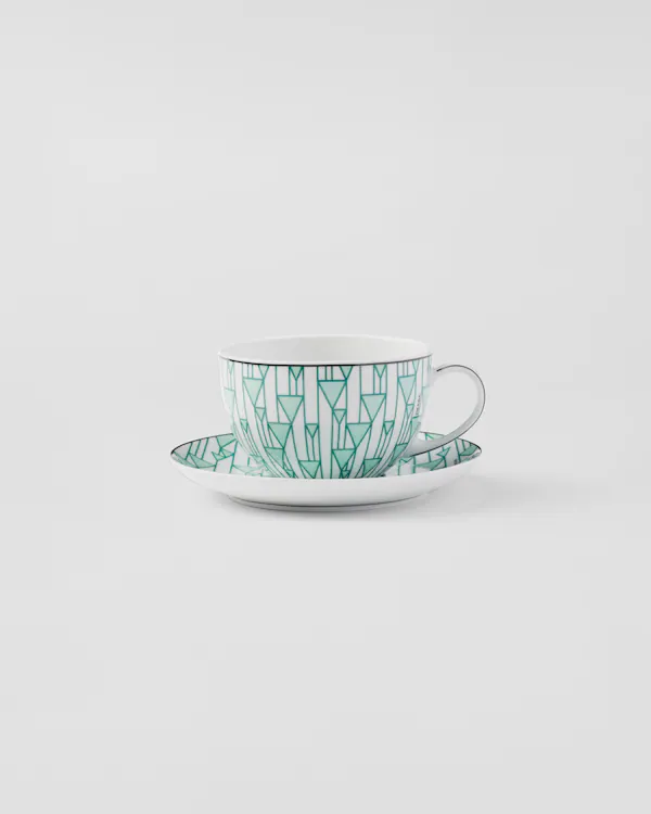 Jeux de deux tasses à cappuccino en porcelaine - Vert Vienne