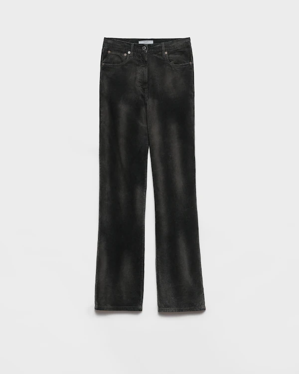Pantalon à pinces en velours côtelé