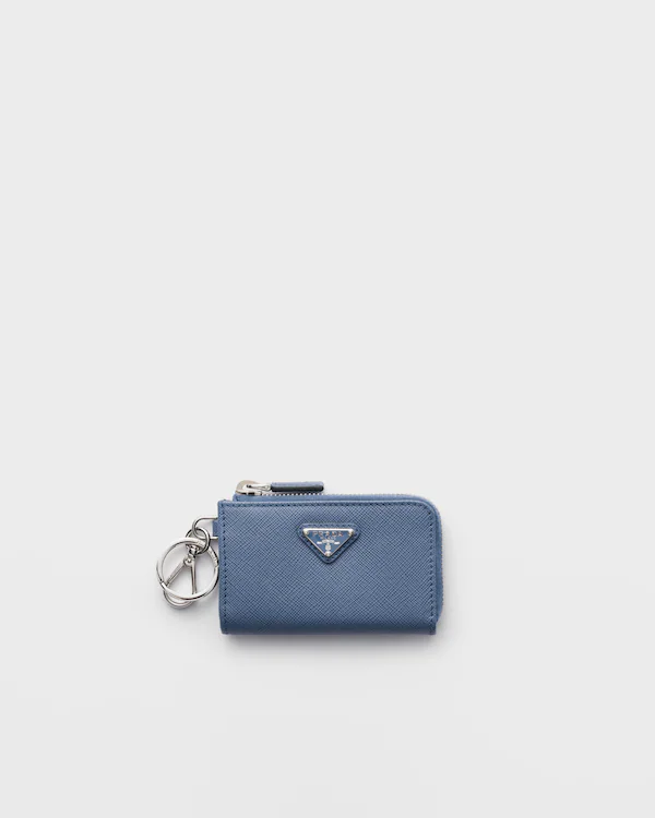 Petit portefeuille en cuir Saffiano avec porte-clés