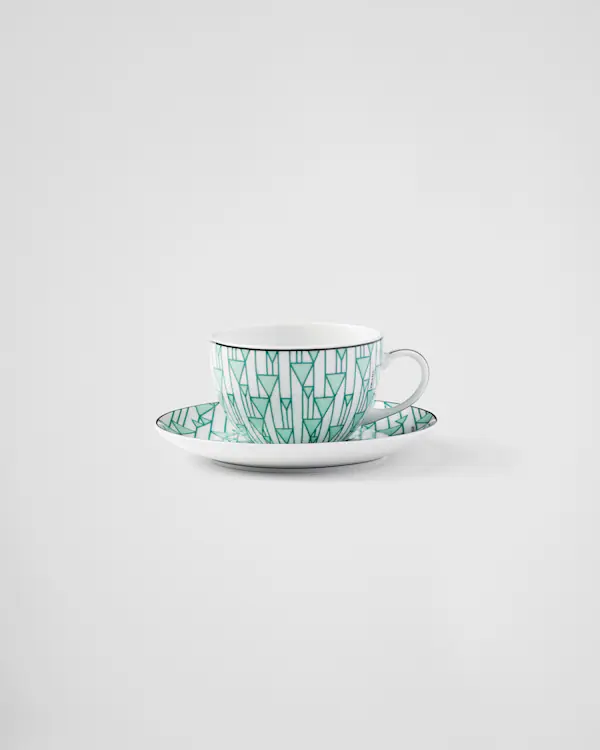 Jeux de deux tasses à thé en porcelaine - Vert Vienne
