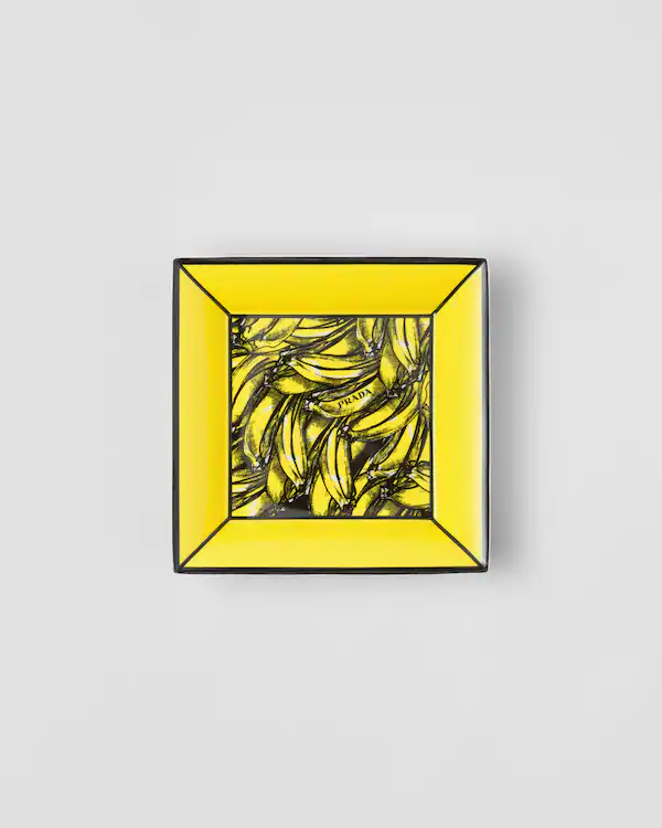Plateau attrape-tout carré en porcelaine - Banane