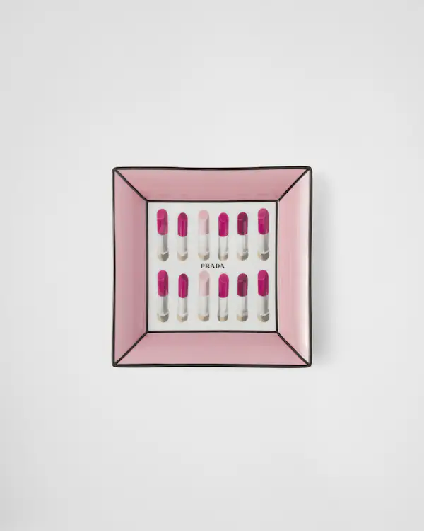 Grand plateau carré en porcelaine pour rangement - Lipstick
