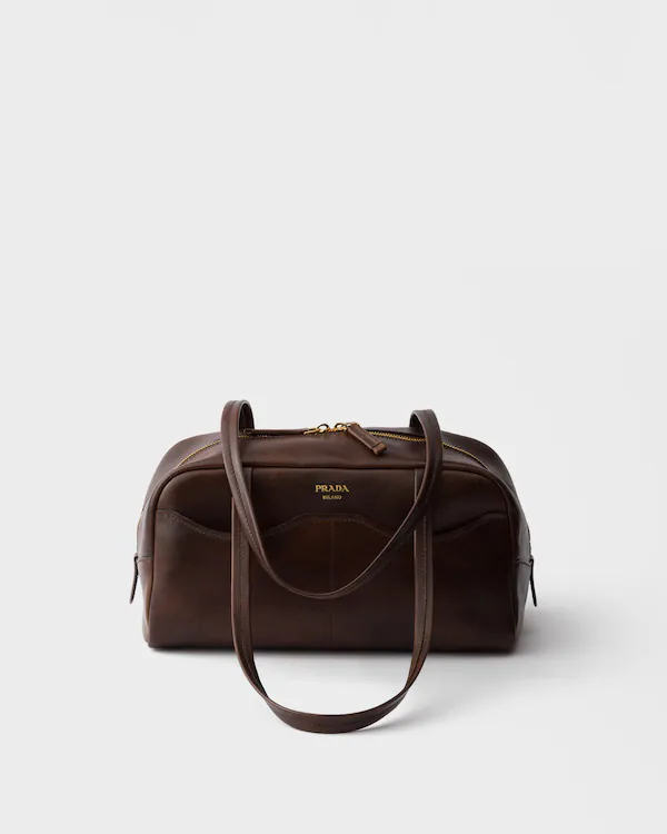 Sac à main Prada Carry en cuir vieilli large