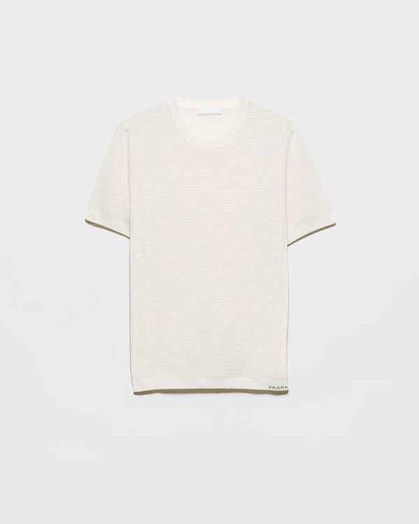 Pull col rond en soie et coton