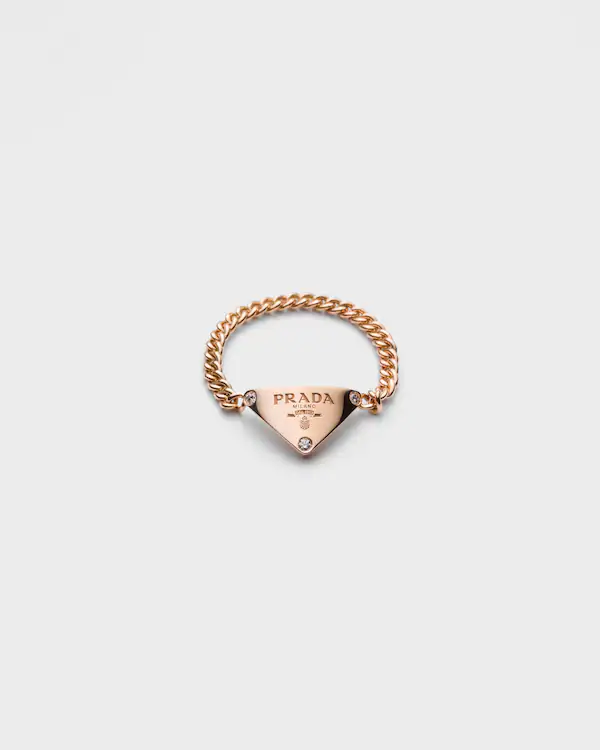 Bague chaîne or éternel en or rose avec diamants
