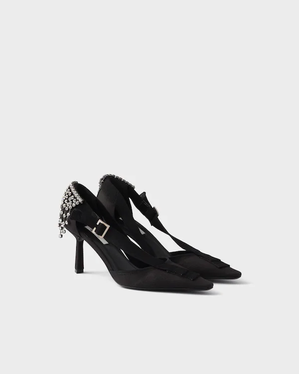 Escarpins en toile avec cristaux