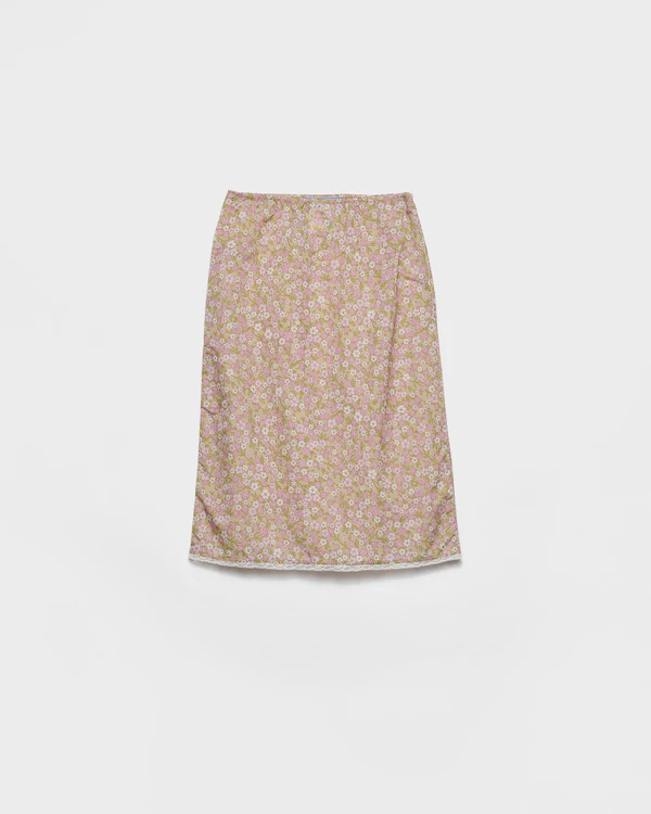 Jupe mi-longue imprimée floral en Re-Nylon