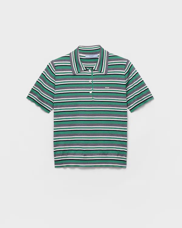 Chemise polo en coton à rayures manches courtes