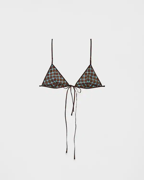 Brassière en georgette à carreaux