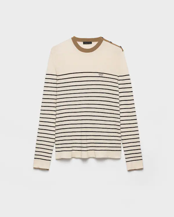 Pull en lin et coton rayé