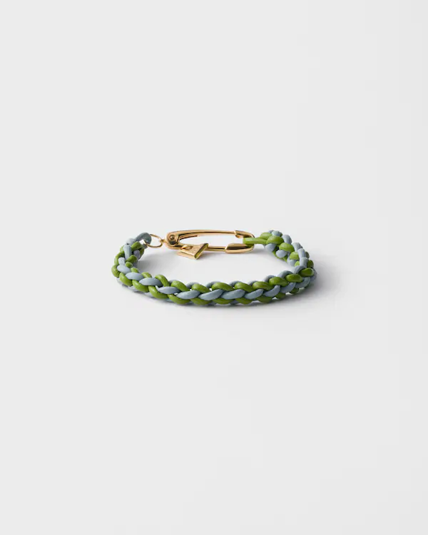 Bracelet en cuir nappa tressé avec ornement métallique