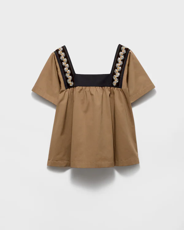 Haut brodé en gabardine vintage