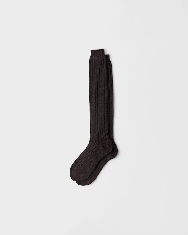 Chaussettes molletonnées en laine et cachemire