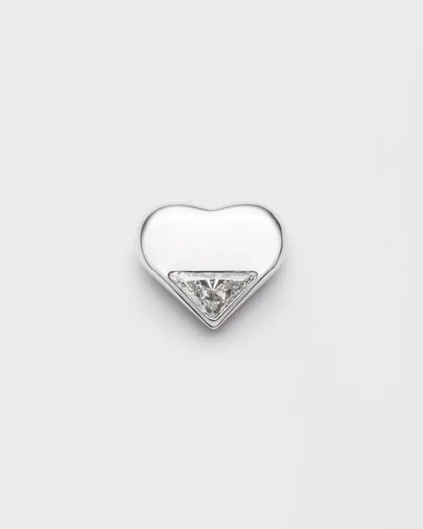 Boucle d'oreille unique en or blanc avec diamant cultivé en laboratoire