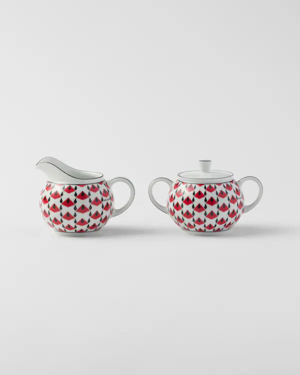 Ensemble de cruche à lait et sucrier en porcelaine - Vienna Red