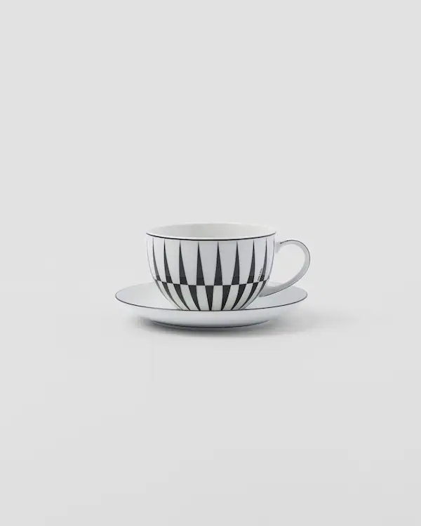 Jeux de deux tasses à thé en porcelaine - Rayures