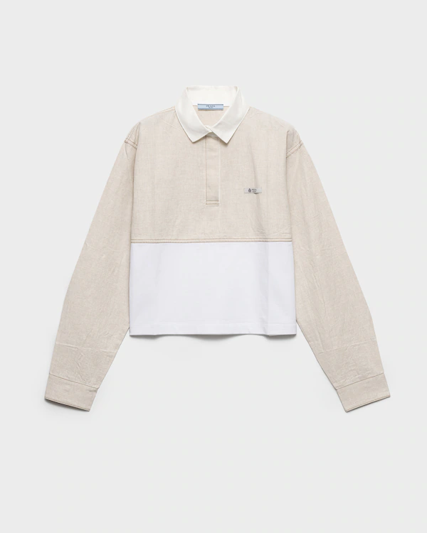 Chemise polo en chambray et jersey