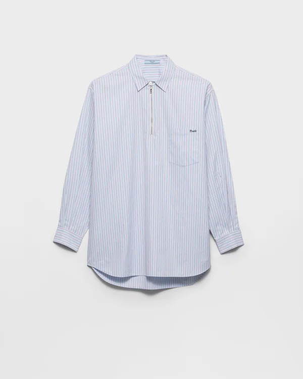Chemise en coton à rayures avec fermeture éclair partielle