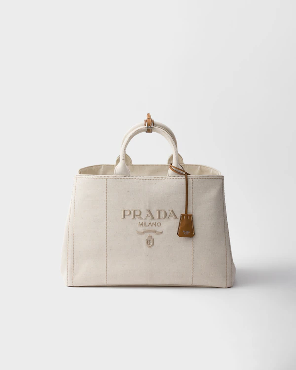 Sac à main en mélange de lin Prada Jardinière extra-large