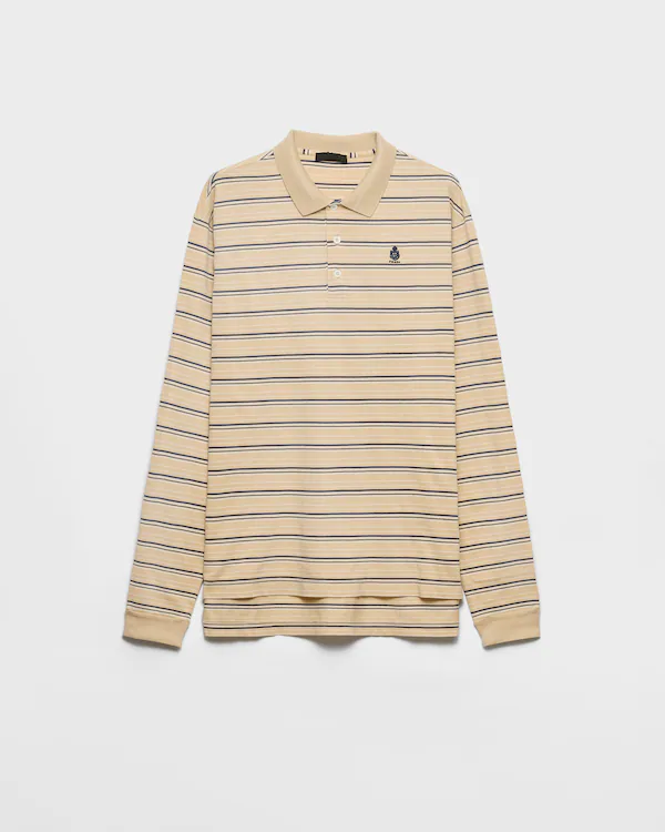 Chemise polo en coton piqué à rayures