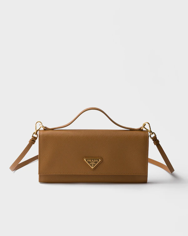 Portefeuille en cuir Saffiano avec bandoulière