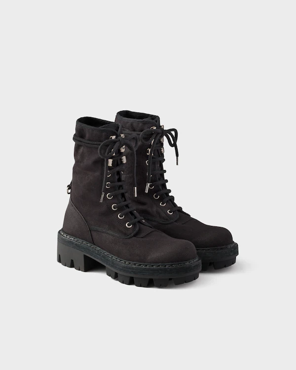 Bottes cheville à lacets en toile