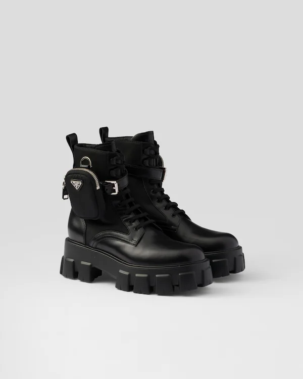 Bottes de combat en cuir et Re-Nylon Monolith avec pochette