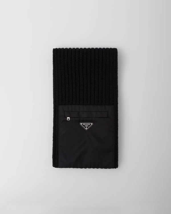 Écharpe en laine avec poche en gabardine Re-Nylon