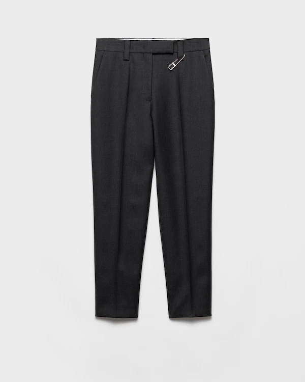 Pantalon en gabardine de laine avec épingle