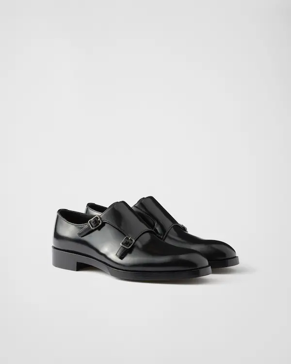 Chaussures à lacets doubles à brides en cuir brossé