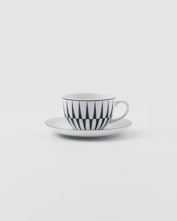 Lot de deux tasses à cappuccino en porcelaine - Rayures