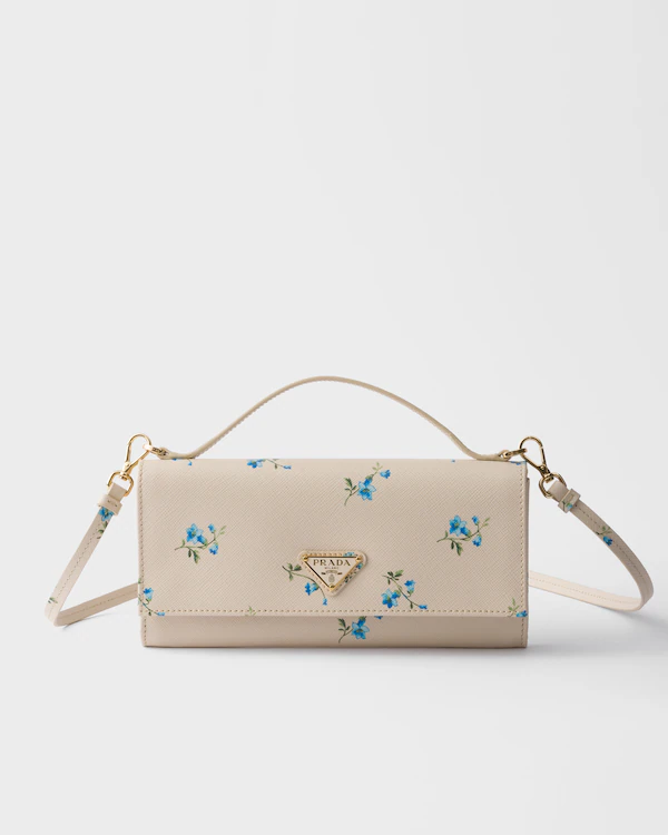 Portefeuille en cuir Saffiano imprimé avec bandoulière