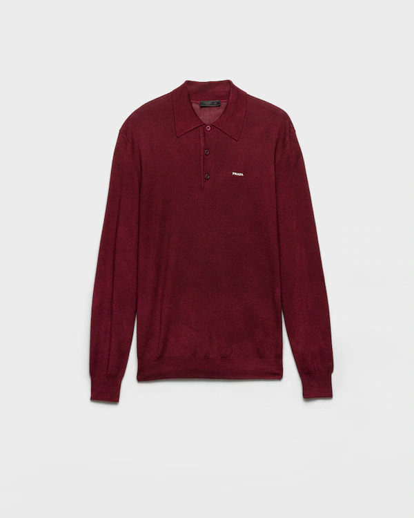 Pull polo en laine et soie