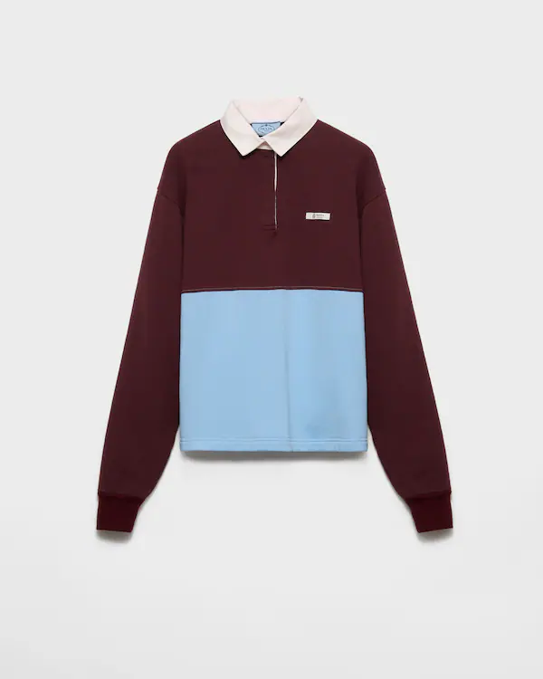 Chemise polo en molleton coton à manches longues