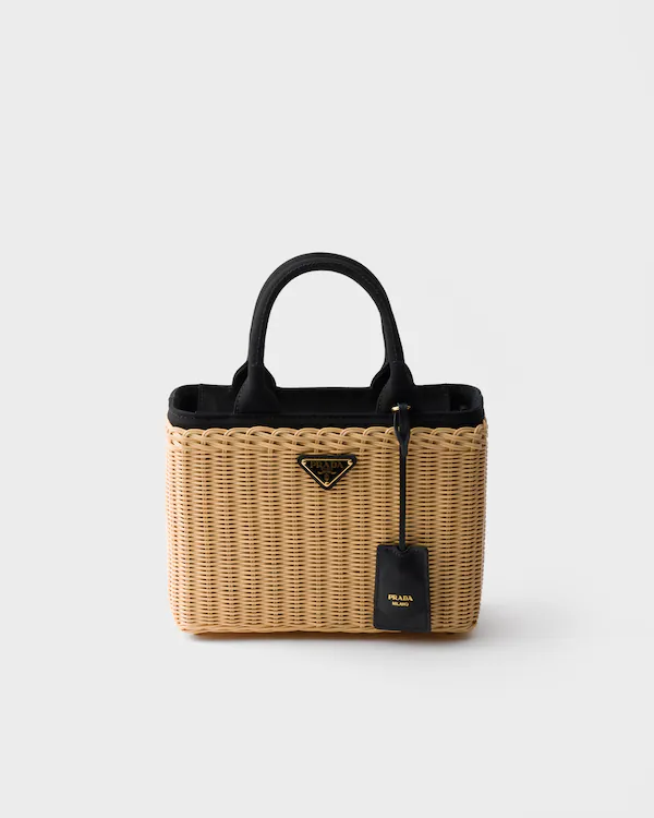 Sac à main en osier et toile moyen