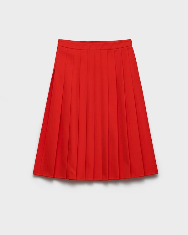 Jupe mi-longue en gabardine plissée