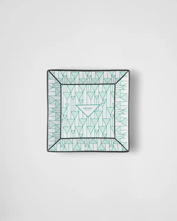 Grand plateau en porcelaine carré - Vert Vienne