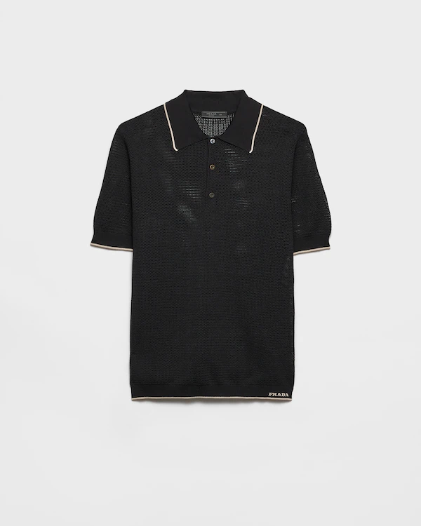 Chemise polo en soie et coton