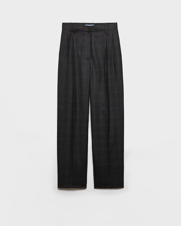 Pantalon en laine à carreaux