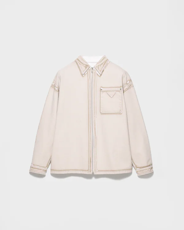 Chemise en denim à fermeture éclair Prada
