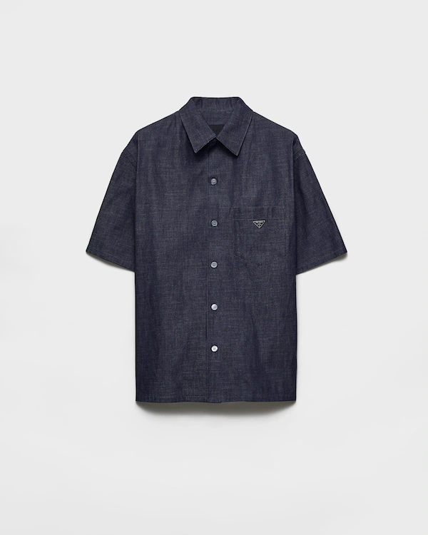 Chemise en denim chambray à manches courtes