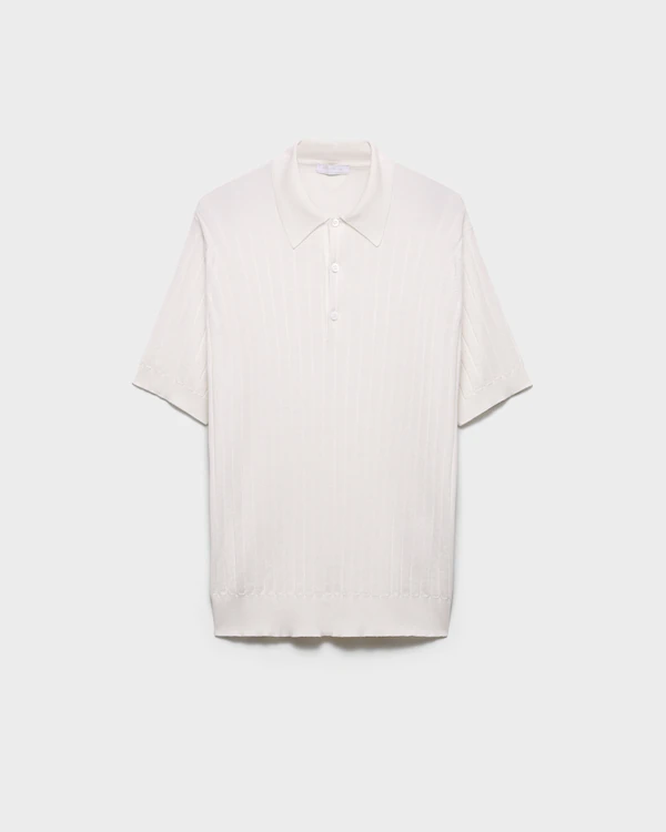 Chemise polo en cachemire et soie