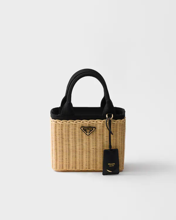 Petite besace en osier et toile