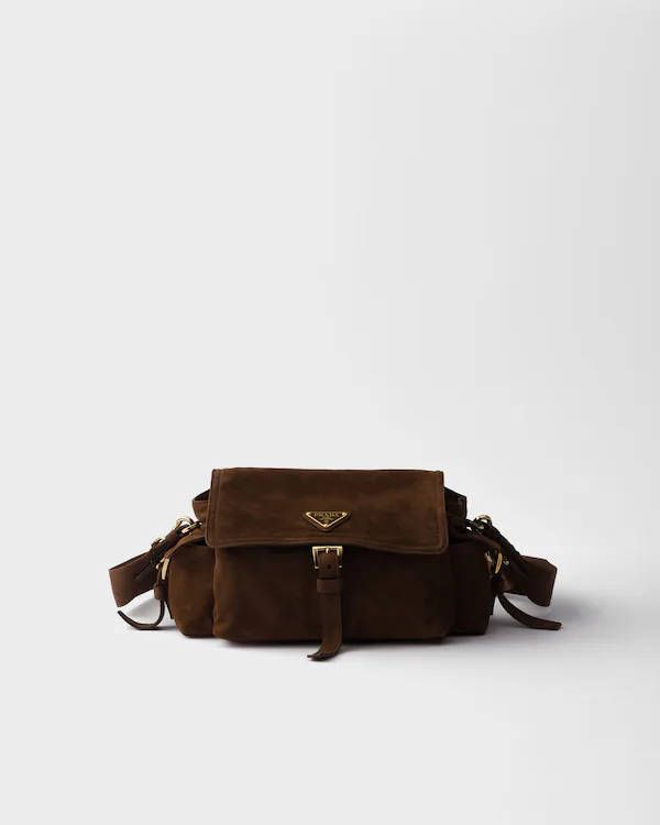 Sac à main en daim moyen Prada Explore avec rabat