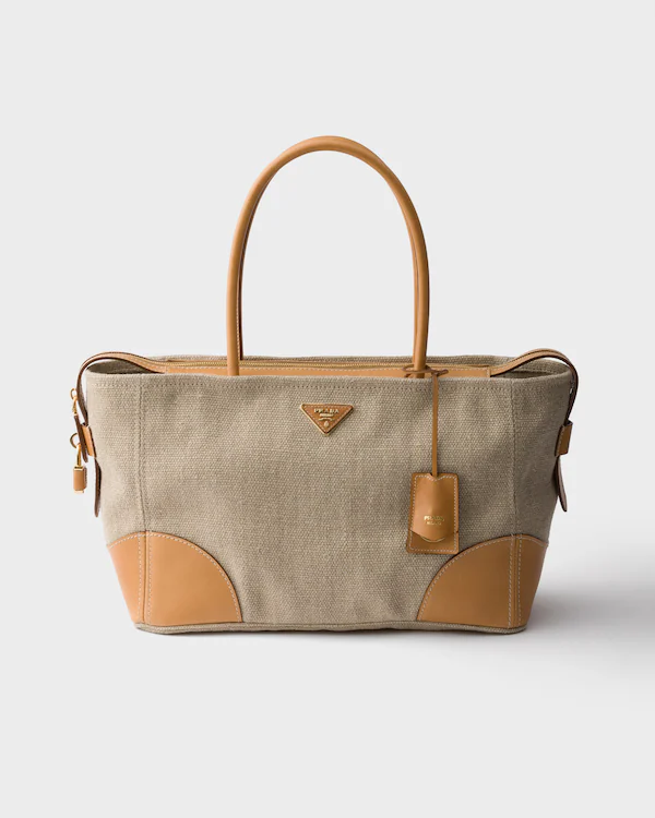 Sac à main en lin et cuir