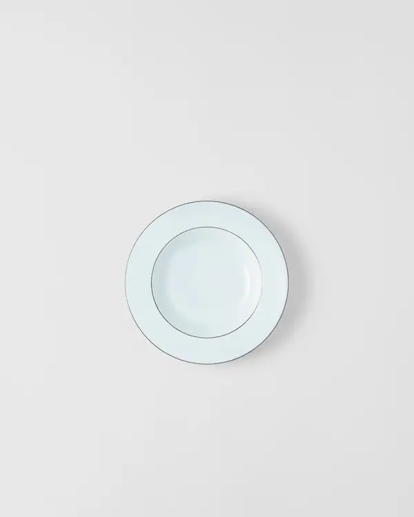 Jeux de deux assiettes à soupe en porcelaine - Vert céladon