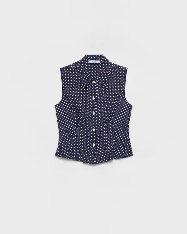 Chemise en soie marocaine à pois sans manches