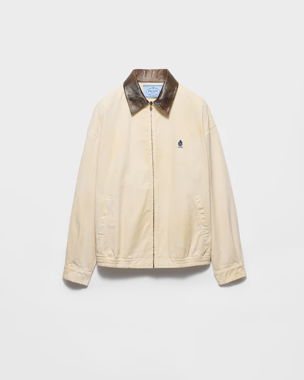 Veste blouson en gabardine ancienne teintée à broderie