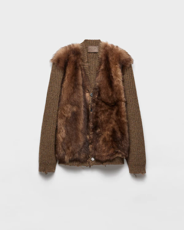 Cardigan en laine et peau de mouton