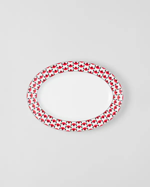Grande assiette à service en porcelaine - Rouge Vienne